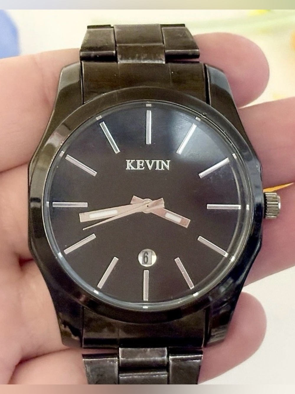 Men’s Minimalist Black Steel Day/Date Watch WORKING!! Gent’s Bold Casual Fashion